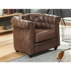 Fauteuil CHESTERFIELD En Microfibre Aspect Cuir Vieilli -VIDAXL || Songmics Soldes 63157822 3
