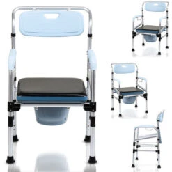 Randaco Chaise Percée Chaise De Toilette Tabouret De Douche & Sièges Chaise Stable Aide à La Toilette Chaise De Nuit Réglable Chaise Roulante