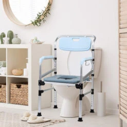Randaco Chaise Percée Chaise De Toilette Tabouret De Douche & Sièges Chaise Stable Aide à La Toilette Chaise De Nuit Réglable Chaise Roulante -VIDAXL || Songmics Soldes 63763061 4