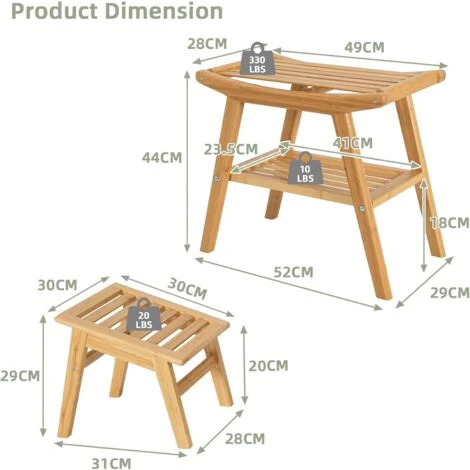 RELAX4LIFE Tabouret Salle De Bain à 2 Niveaux En Bambou Avec Repose-Pieds Antidérapant Ergonomique, Banc Salle De Bain Avec Étagère Sous-siège Pour Âgées Et Femmes Enceintes, Charge Max 150kg 7 RELAX4LIFE Tabouret Salle De Bain à 2 Niveaux En Bambou Avec Repose-Pieds Antidérapant Ergonomique, Banc Salle De Bain Avec Étagère Sous-siège Pour Âgées Et Femmes Enceintes, Charge Max 150kg – Image 5