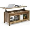 RELAX4LIFE Table De Salon Basse Avec Plateau Relevable, Table Basse Rectanculaire Avec Compartiment Caché Et 2 Étagères, Table Basse Moderne 4 Pieds En Bois(Style 2, Naturel) -VIDAXL || Songmics Soldes 64129603 1
