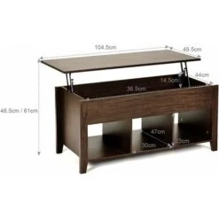 RELAX4LIFE Table Basse Avec Plateau Relevable, Table Basse De Salon Avec Compartiment Caché Et Étagères Ouvertes, Table De Salon Avec 4 Pieds En Bois, Pour Salon, Chambre (Style 4, Marron) -VIDAXL || Songmics Soldes 64129775 5