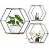 Étagères Murales Hexagonal Lot De 3, Etagere Murale Fer, Étagères Métalliques De Rangement Pour Cuisine, Salle De Bain, Salon Chambre Bureau, Étagère En Métal Flotté Afficher Plante Livres (Noir) -VIDAXL || Songmics Soldes 64221216 1