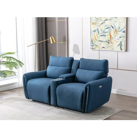 Canapé 2 Places Relax électrique En Tissu CAMBODIA - Bleu 4 Canapé 2 Places Relax électrique En Tissu CAMBODIA - Bleu – Image 2