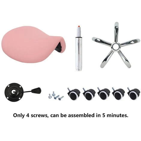 Tabouret Selle De Cheval Tabouret à Roulettes Réglable En Hauteur 45-61 Cm En Cuir PU Rose 6 Tabouret Selle De Cheval Tabouret à Roulettes Réglable En Hauteur 45-61 Cm En Cuir PU Rose – Image 4