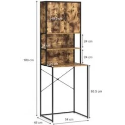 Meuble Lave-linge „Fyrk 64cm Bois Antique/noir Vicco -VIDAXL || Songmics Soldes 65855128 2