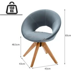 RELAX4LIFE Fauteuil Rembourrée Circulaire En Velours Avec Siège Pivotante Et 4 Pieds En Hêtre, Chaise Coiffeuse En Velours Conception Ergonomique Charge Max 150 Kg, 67 X 57 X 81,5 CM (Gris) -VIDAXL || Songmics Soldes 66210778 4