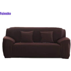 Housse De Canapé ，3 Places Extensible Avec Accoudoir 190-230 Cm Marron Café FUIENKO