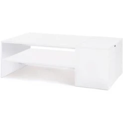 Table Basse Bar Contemporaine IZIA Avec Coffre Blanc -VIDAXL || Songmics Soldes 66411215 4