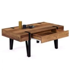 Table Basse 1 Tiroir AUSTRIA Bois Pied épingle -VIDAXL || Songmics Soldes 66811794 4