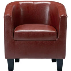 Fauteuil Club Avec Repose Pied Simili Cuir Rouge Bordeaux Karona -VIDAXL || Songmics Soldes 66880562 3