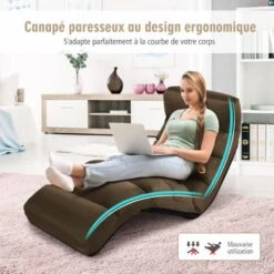 RELAX4LIFE Méridienne En Daim Réglable En 5 Positions 90°-180°et Oreiller, Chauffeuse 1 Place Convertible Rembourrée, Fauteuil Relaxant Au Sol Pour Bureau, Salon,Chambre, 175x55x20CM (Brun) -VIDAXL || Songmics Soldes 66993104 2