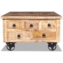 Table Basse Bois De Manguier Brut 70 X 70 X 40 Cm VidaXL -VIDAXL || Songmics Soldes 6713011 2