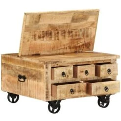 Table Basse Bois De Manguier Brut 70 X 70 X 40 Cm VidaXL -VIDAXL || Songmics Soldes 6713011 3