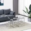 Lot De 3 Table Basse , Rangement Emboîtable Table De, Gris Verre Trempé Transparent, Carré, Jambe En Acier Inoxydable, Trois Tailles -VIDAXL || Songmics Soldes 67299111 1