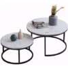 Table Basse Gigogne Ronde Moderne - Cadre En Métal, Panneau à Motif Marbré - Grande Table : 80 X 45 Cm, Petite Table : 60 X 33 Cm - Noir -VIDAXL || Songmics Soldes 67314214 1