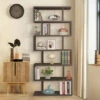 Bibliotheque à 6 Étagère, Etagere, Charge 20kg, Bibliothèque En Aggloméré, Cloison, Etagere Salon En Forme S Pour Salon, Bureau, Chambre, Cuisine, Noir -VIDAXL || Songmics Soldes 67689304 1