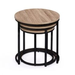 Lot De 3 Tables Basses Gigognes DETROIT Rondes 35/40/45 Design Industriel -VIDAXL || Songmics Soldes 68488482 3