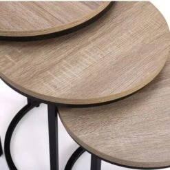 Lot De 3 Tables Basses Gigognes DETROIT Rondes 35/40/45 Design Industriel -VIDAXL || Songmics Soldes 68488482 4