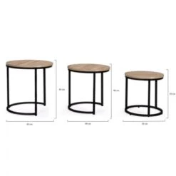 Lot De 3 Tables Basses Gigognes DETROIT Rondes 35/40/45 Design Industriel -VIDAXL || Songmics Soldes 68488482 5