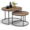Lot De 2 Tables Basses Gigognes DAYTON Rondes 54/70 Effet Vieilli Design Industriel -VIDAXL || Songmics Soldes 68491322 1