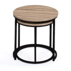 Lot De 2 Tables Basses Gigognes DETROIT Rondes 40/45 Design Industriel -VIDAXL || Songmics Soldes 68491323 3