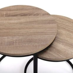 Lot De 2 Tables Basses Gigognes DETROIT Rondes 40/45 Design Industriel -VIDAXL || Songmics Soldes 68491323 4