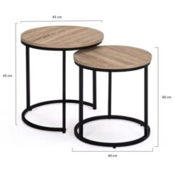 Lot De 2 Tables Basses Gigognes DETROIT Rondes 40/45 Design Industriel -VIDAXL || Songmics Soldes 68491323 5