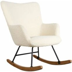 Fauteuil à Bascule En Tissu Bouclette écru KAIRA