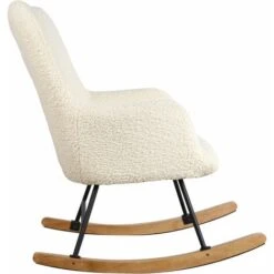 Fauteuil à Bascule En Tissu Bouclette écru KAIRA -VIDAXL || Songmics Soldes 69507379 3