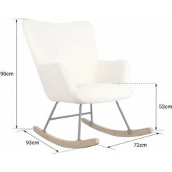 Fauteuil à Bascule En Tissu Bouclette écru KAIRA -VIDAXL || Songmics Soldes 69507379 5