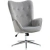HOMCOM Fauteuil Design Chesterfield Effet Capitonné Hauteur Réglable Pivotant 360° Piètement Chromé Velours Gris -VIDAXL || Songmics Soldes 69572464 1