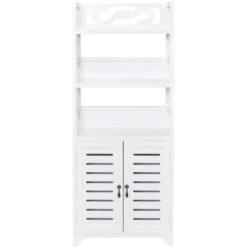 Vitrine Blanc 46x24x140 Cm Bois De Paulownia Solide VidaXL -VIDAXL || Songmics Soldes 69692082 3