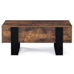 Table Basse Plateau Relevable PHOENIX Bois Effet Vieilli Et Noir -VIDAXL || Songmics Soldes 69832310 3