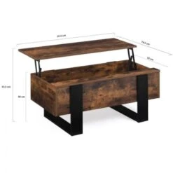 Table Basse Plateau Relevable PHOENIX Bois Effet Vieilli Et Noir -VIDAXL || Songmics Soldes 69832310 5