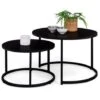 Lot De 2 Tables Basses Gigognes DAVIS Rondes 54/70 En Métal Noir Mat Design Industriel -VIDAXL || Songmics Soldes 69832311 1
