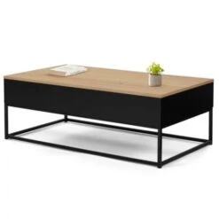 Table Basse Noire Plateau Relevable Façon Hêtre BOSTON Design Industriel -VIDAXL || Songmics Soldes 69832368 5