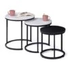 Lot De 3 Tables Basses Gigognes ALASKA Rondes 35/40/45 Effet Marbre Et Bois Noir Pied Métal -VIDAXL || Songmics Soldes 71058740 1