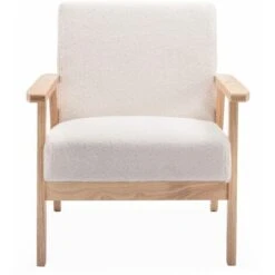 Fauteuil Scandinave En Bois Et Tissu Bouclette. Isak. L 64 X P 69.5 X H 73cm -VIDAXL || Songmics Soldes 71625788 4