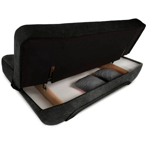 NIYO - Canapé 3 Places Convertible En Tissu Noir 5 NIYO - Canapé 3 Places Convertible En Tissu Noir – Image 3