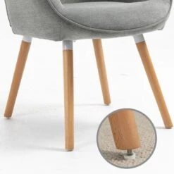 MEUBLES COSY Fauteuil Scandinave Capitonné Dossier Confortable Avec Accoudoirs En Tissu Gris -VIDAXL || Songmics Soldes 72017884 4