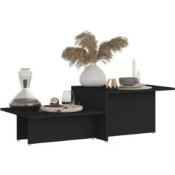 Table Basse Table De Salon | Bout De Canapé Noir 111,5x50x33 Cm Bois D'ingénierie 69303 -VIDAXL || Songmics Soldes 72265849 3