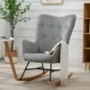 MEUBLES COSY Fauteuil à Bascule Confortable En Tissu Gris Avec Accoudoirs Et Dossier Rembourrés, Structure Enduite Noire Et Pieds En Bois De Hêtre Nature, Style Scandinave 1 MEUBLES COSY Fauteuil à Bascule Confortable En Tissu Gris Avec Accoudoirs Et Dossier Rembourrés, Structure Enduite Noire Et Pieds En Bois De Hêtre Nature, Style Scandinave -VIDAXL || Songmics Soldes 72520742 1