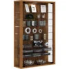 Vitrosa Mini Vitrine Murale Avec 2 Portes Vitrées, 8 Tablettes En Verre, Imitation Noyer. -VIDAXL || Songmics Soldes 72561955 1