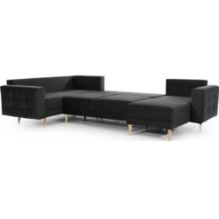 Canapé Panoramique Convertible - ASMA VELOURS - En Tissu De Qualité 5 Places, Gris Anthracite, Méridienne à Droite Et Angle à Gauche (vu De Face) -VIDAXL || Songmics Soldes 72606510 3