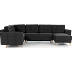 Canapé Panoramique Convertible - ASMA VELOURS - En Tissu De Qualité 5 Places, Gris Anthracite, Méridienne à Droite Et Angle à Gauche (vu De Face) -VIDAXL || Songmics Soldes 72606510 4