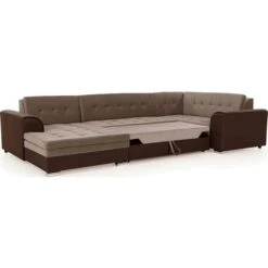 Canapé Panoramique Convertible - DAMIEN VELOURS - En Tissu Marron Clair Et Marron Foncé De Qualité, 7 Places, Méridienne à Gauche Et Angle à Droite (vu De Face) 8 Canapé Panoramique Convertible - DAMIEN VELOURS - En Tissu Marron Clair Et Marron Foncé De Qualité, 7 Places, Méridienne à Gauche Et Angle à Droite (vu De Face) -VIDAXL || Songmics Soldes 72606563 2