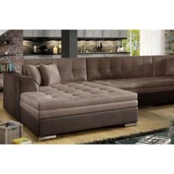 Canapé Panoramique Convertible - DAMIEN VELOURS - En Tissu Marron Clair Et Marron Foncé De Qualité, 7 Places, Méridienne à Gauche Et Angle à Droite (vu De Face) 9 Canapé Panoramique Convertible - DAMIEN VELOURS - En Tissu Marron Clair Et Marron Foncé De Qualité, 7 Places, Méridienne à Gauche Et Angle à Droite (vu De Face) -VIDAXL || Songmics Soldes 72606563 3