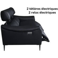 Canapé 2 Places Avec 2 Relax En 100% Tout Cuir épais De Luxe Italien Avec 2 Relax électriques Et 2 Têtières électriques, MILAN, Noir -VIDAXL || Songmics Soldes 72607100 4