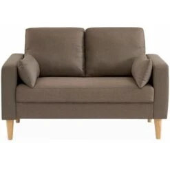 Canapé 2 Places Fixe Droit Pieds Bois, Style Scandinave- Bjorn En Polyester Marron -VIDAXL || Songmics Soldes 72846084 3